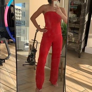 Red Strapless Jumpsuit size 4